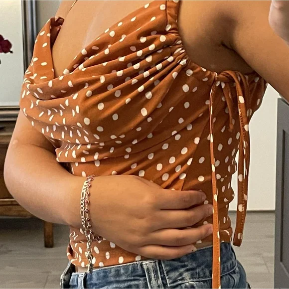 ✨ Meraki Polka Dot Cowl Neck Tie Tank Top – Size XL ✨ - Picture 1 of 9